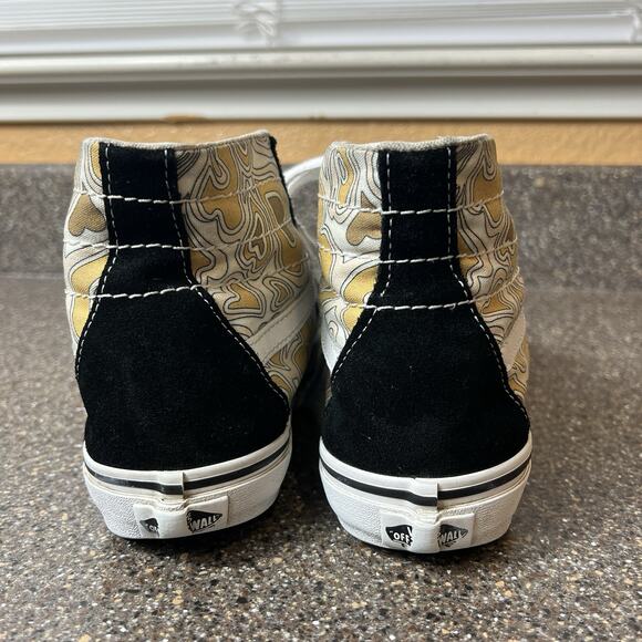 Vans SK8-Hi Sneaker Skate Shoes Black/Heart Print Womens 8.5 Suede/Canvas Mens 7 - Picture 9 of 11